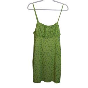 Rue 21 Green Floral Milk Maid Y2K Spaghetti Strap Mini Babydoll Dress Size L
